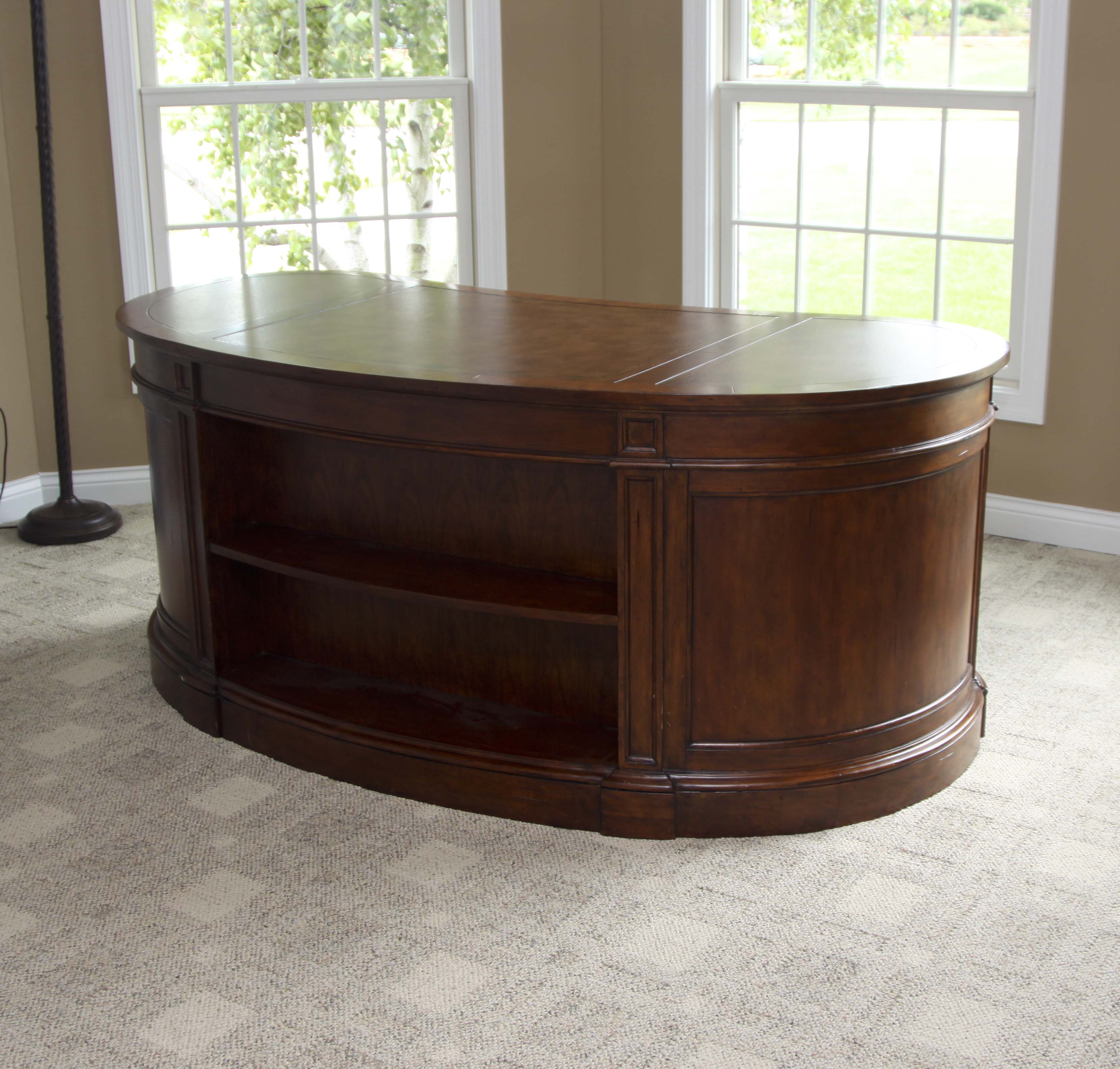 Walnut Kidney-Shaped Executive Desk