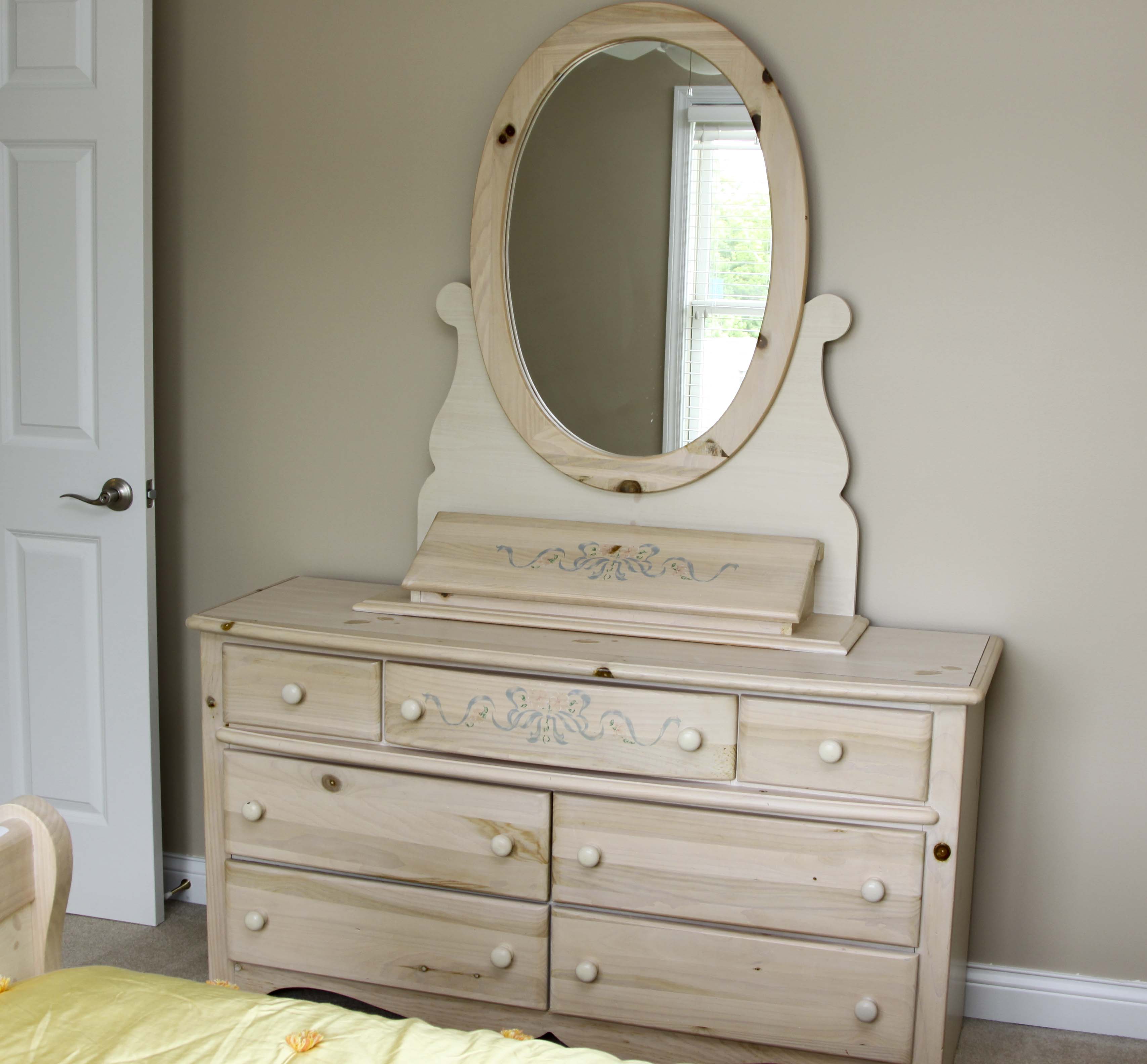 Knotty Pine Dresser and Mirror