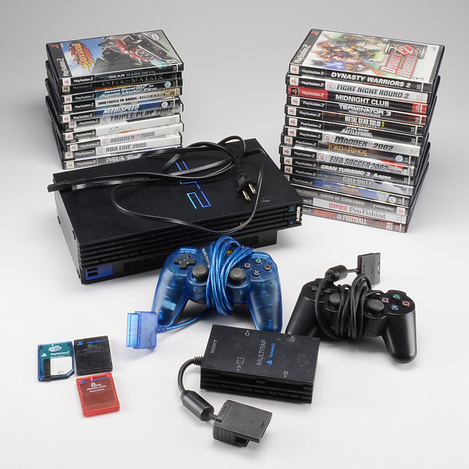 Sony PlayStation 2, Two Controllers, Twenty-Five Games