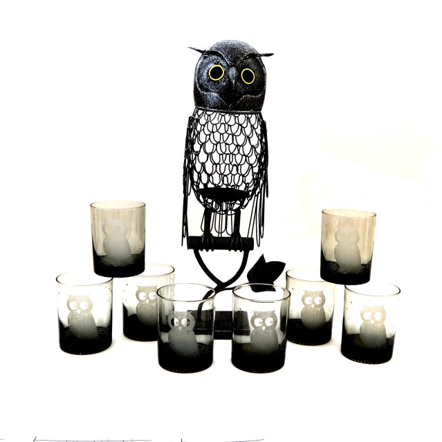 Vintage Smoked Glass Owl Glasses