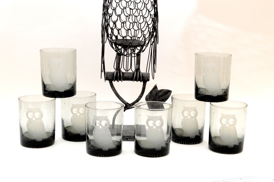 Vintage Smoked Glass Owl Glasses
