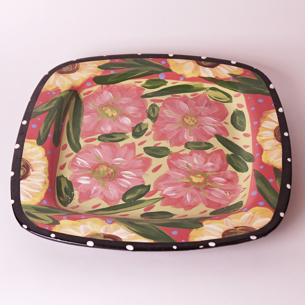 Colorful Hand Decorated Floral Serving Dishes