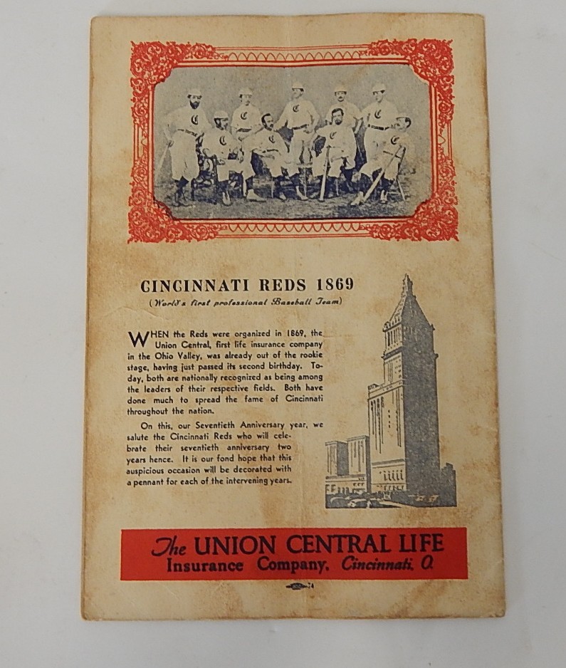 1937 Cincinnati Reds Scorebook
