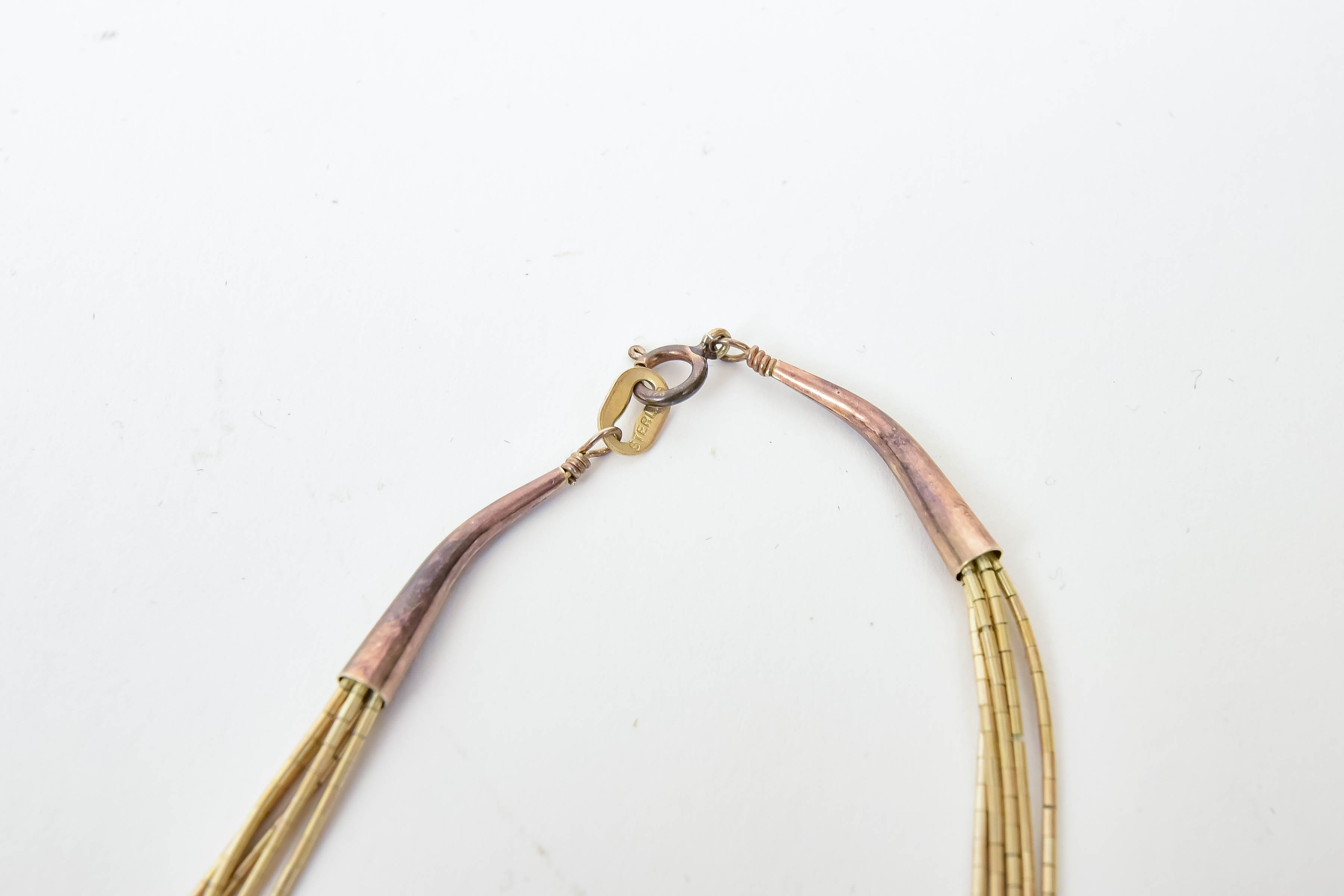 Sterling Silver Beaded Necklace with Inlaid Pendant