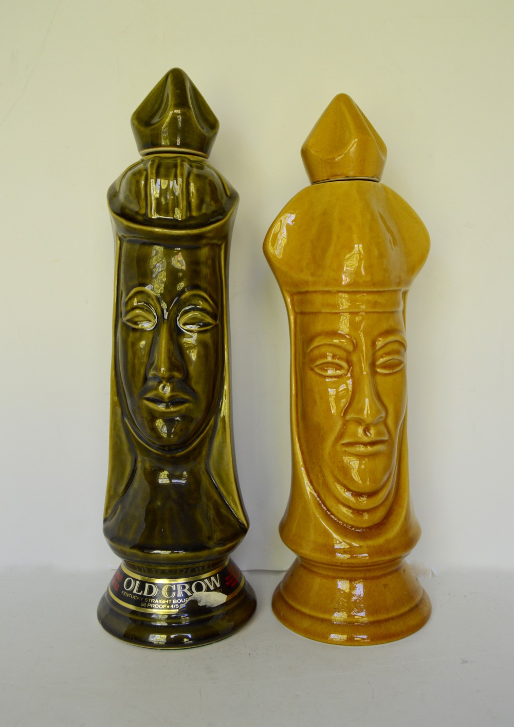Vintage Old Crow "Chessmen Ceramics" Series Decanters