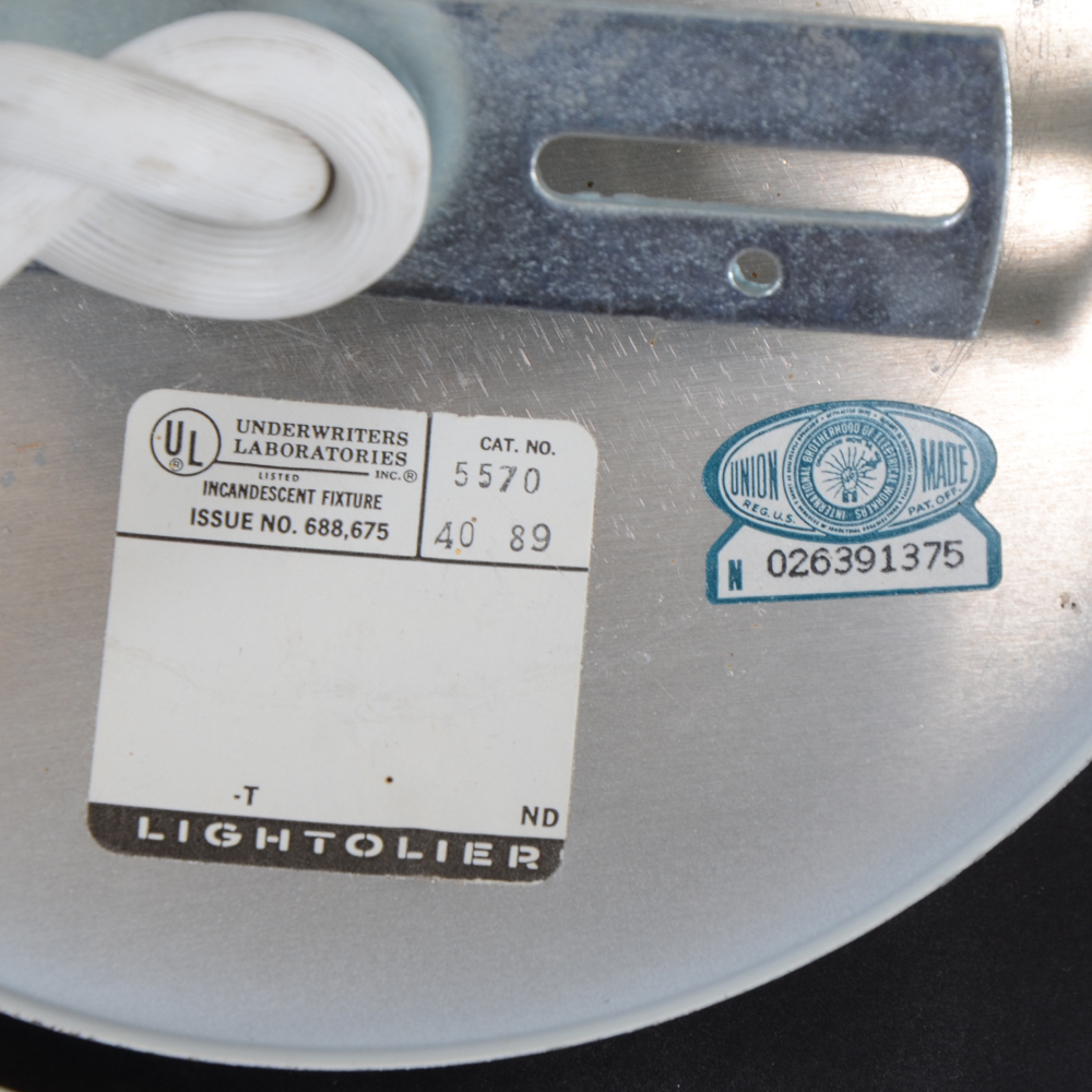 Pair of Two Grey Lightolier Hanging Lights