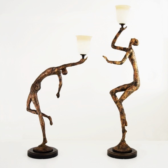 Pair of Modern Giacometti Inspired Torchiere Floor Lamps