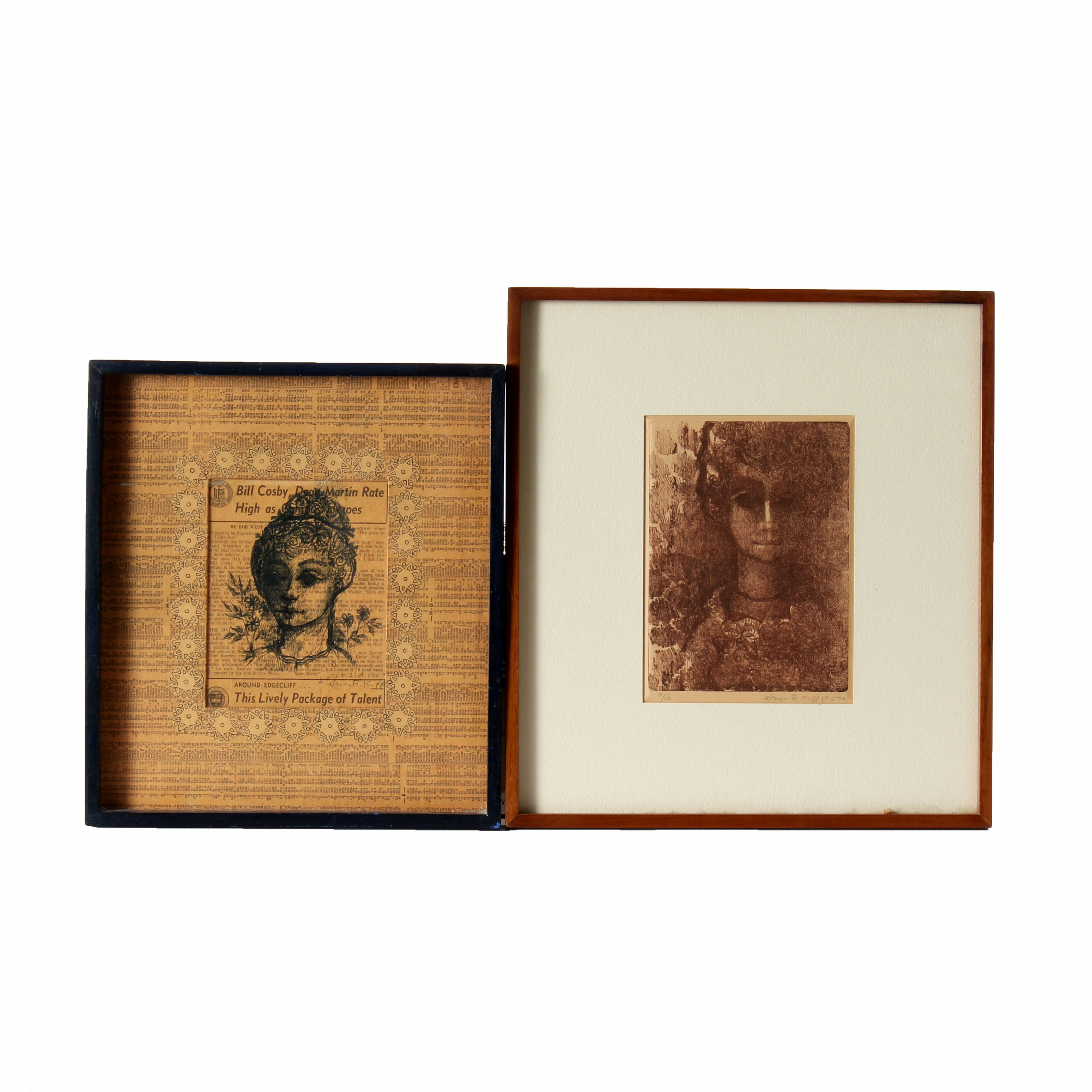 Original Elmer Ruff Pen Sketch and Engraving