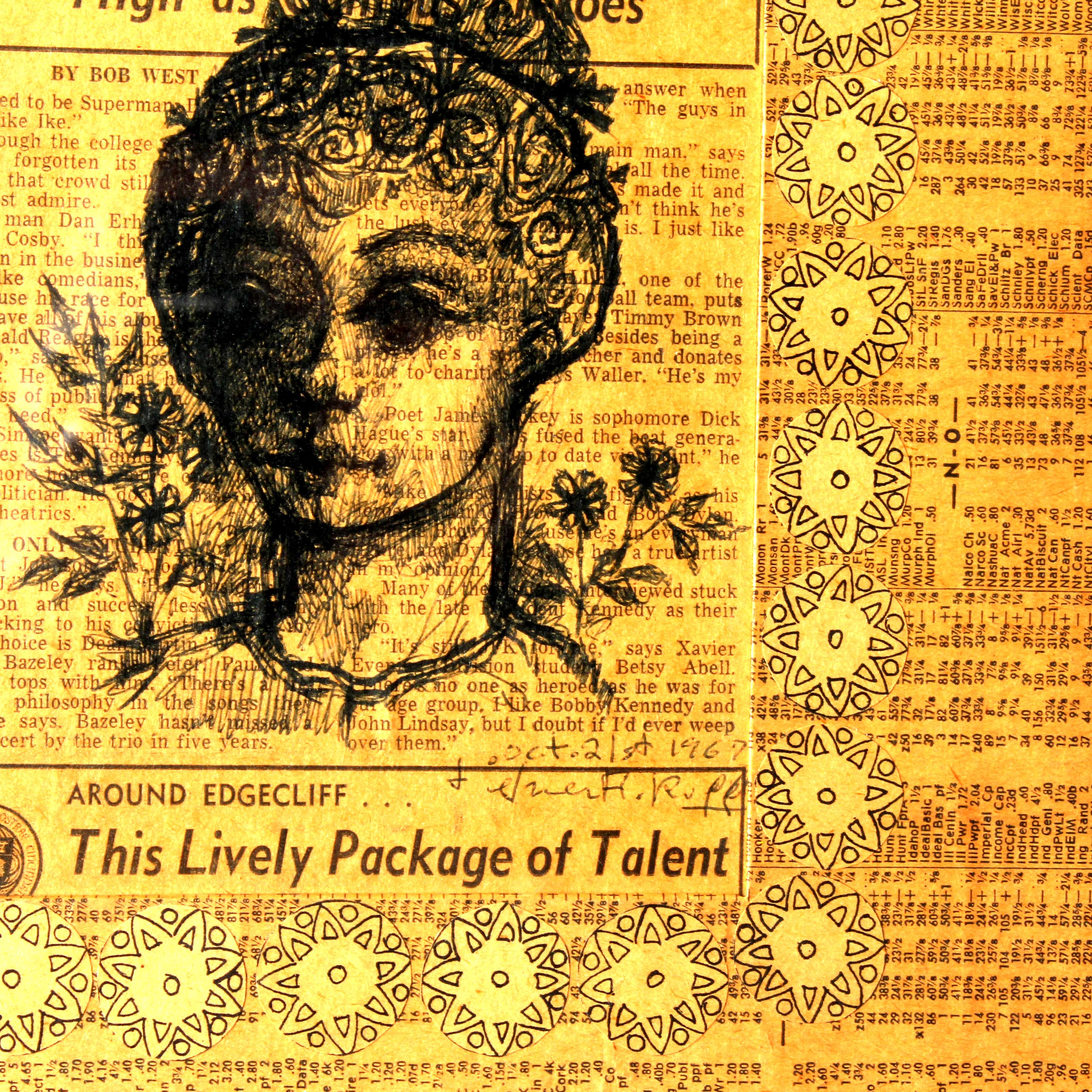 Original Elmer Ruff Pen Sketch and Engraving