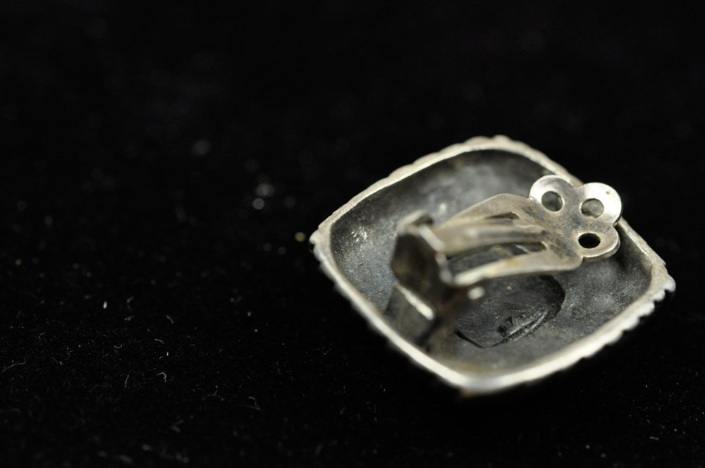 Sterling Silver and Onyx Clip On Earrings