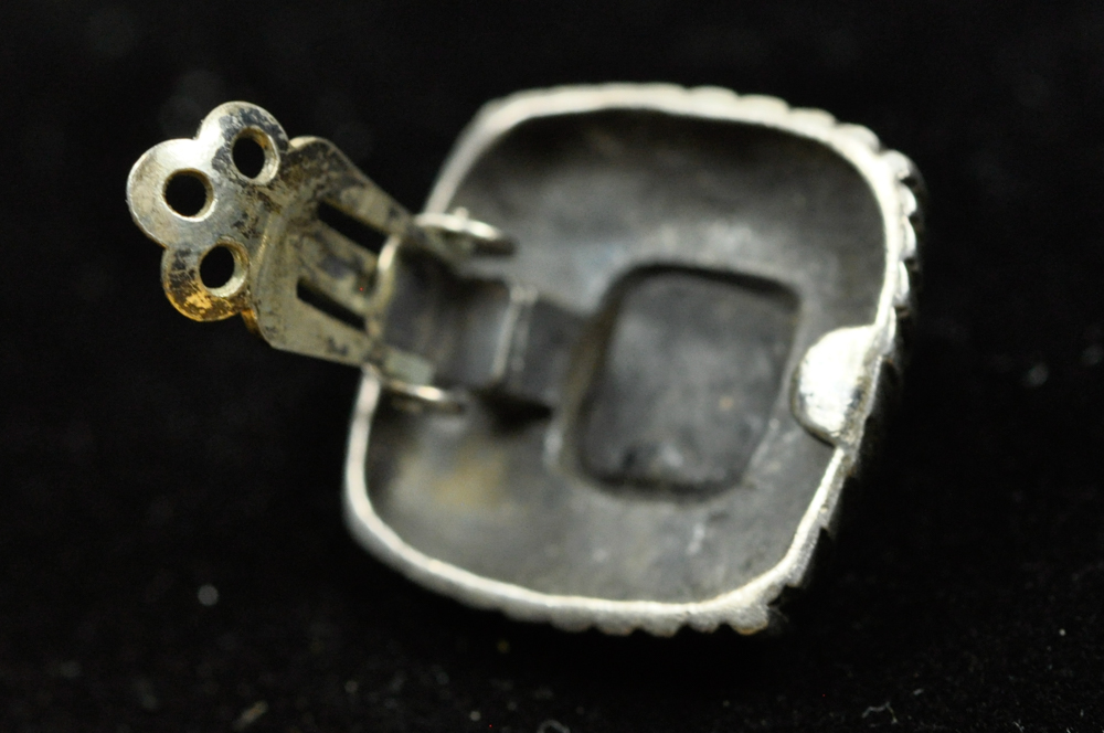 Sterling Silver and Onyx Clip On Earrings