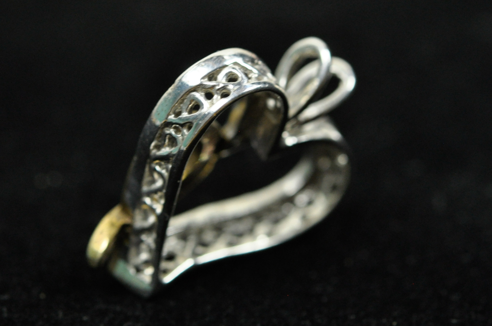Sterling Silver and Gold Plated Heart Shaped Diamond Pendant