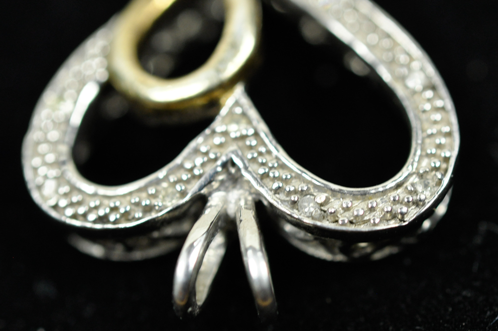 Sterling Silver and Gold Plated Heart Shaped Diamond Pendant