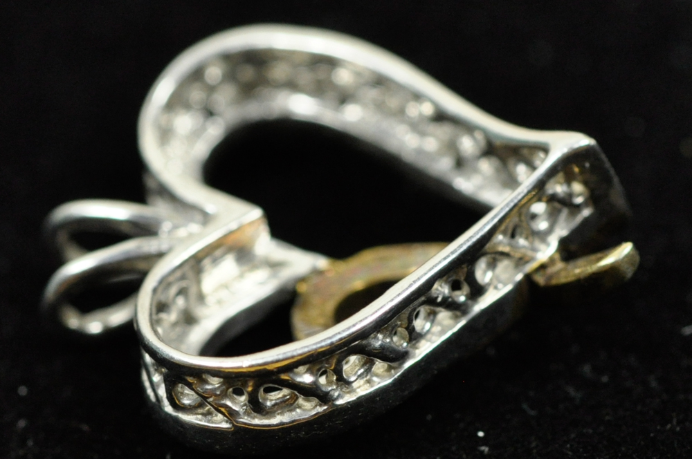 Sterling Silver and Gold Plated Heart Shaped Diamond Pendant