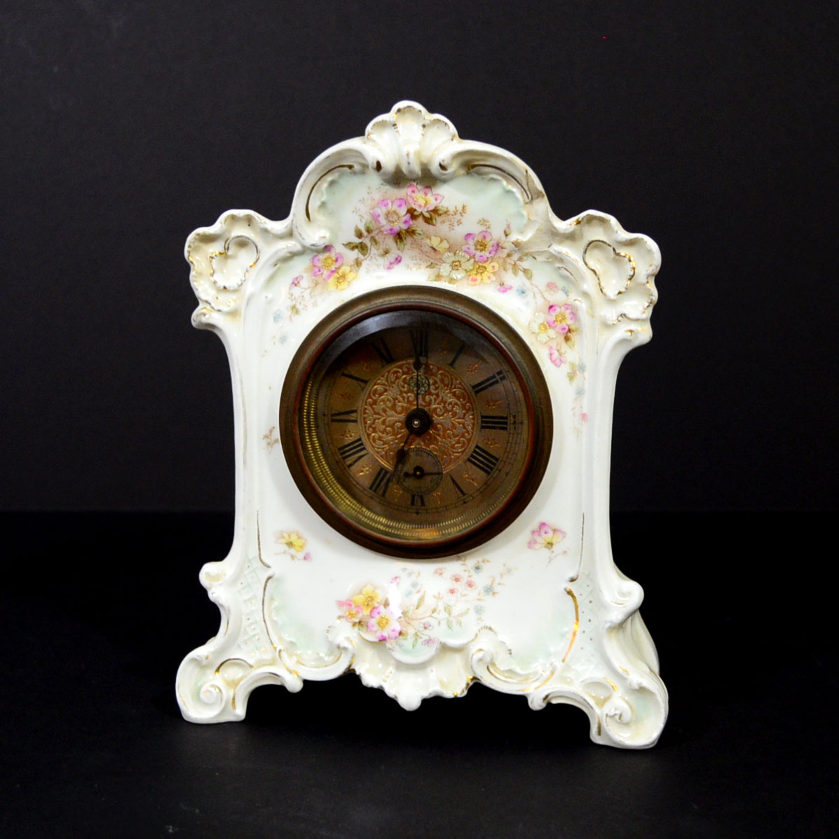 Antique Junghaus Porcelain Mantel Clock
