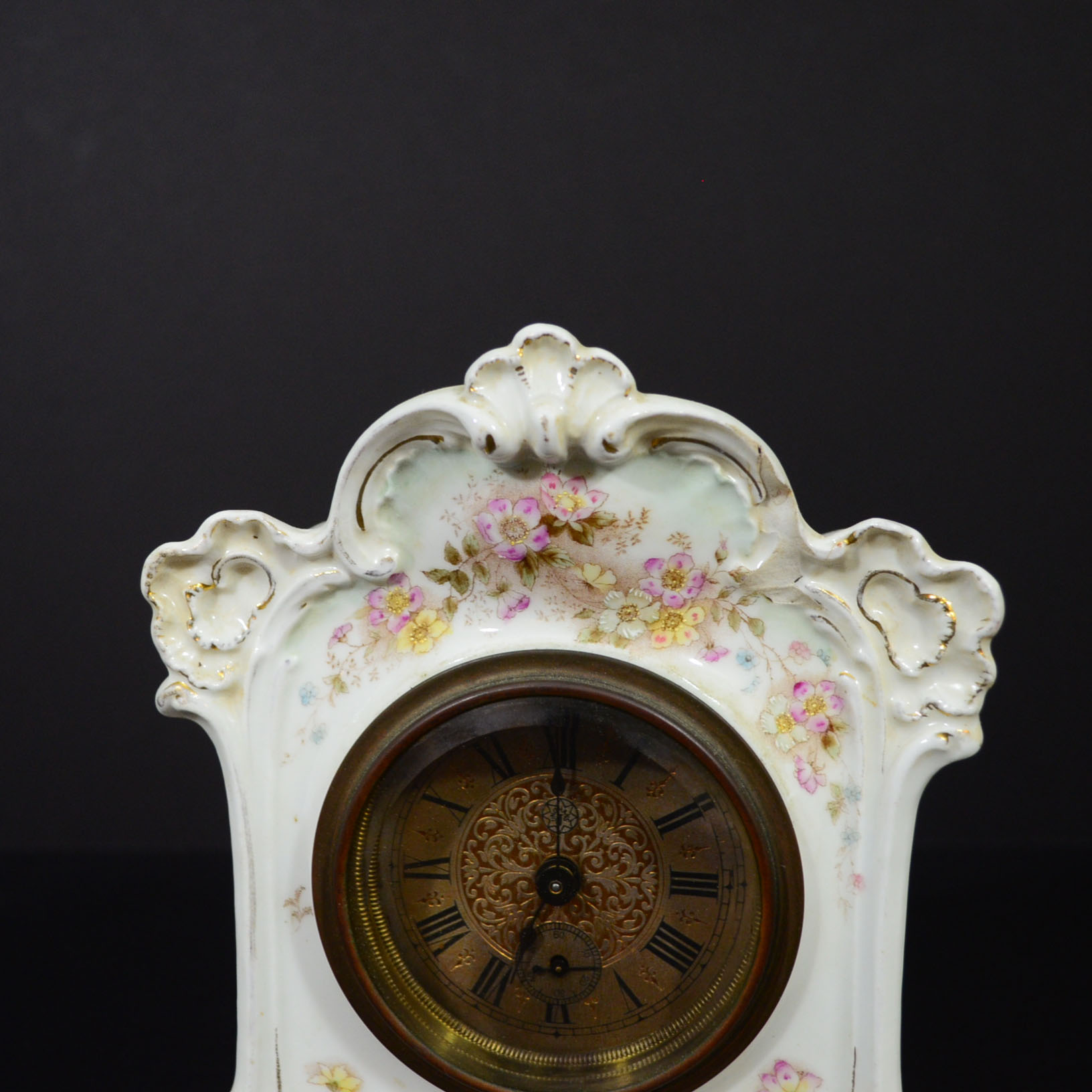 Antique Junghaus Porcelain Mantel Clock