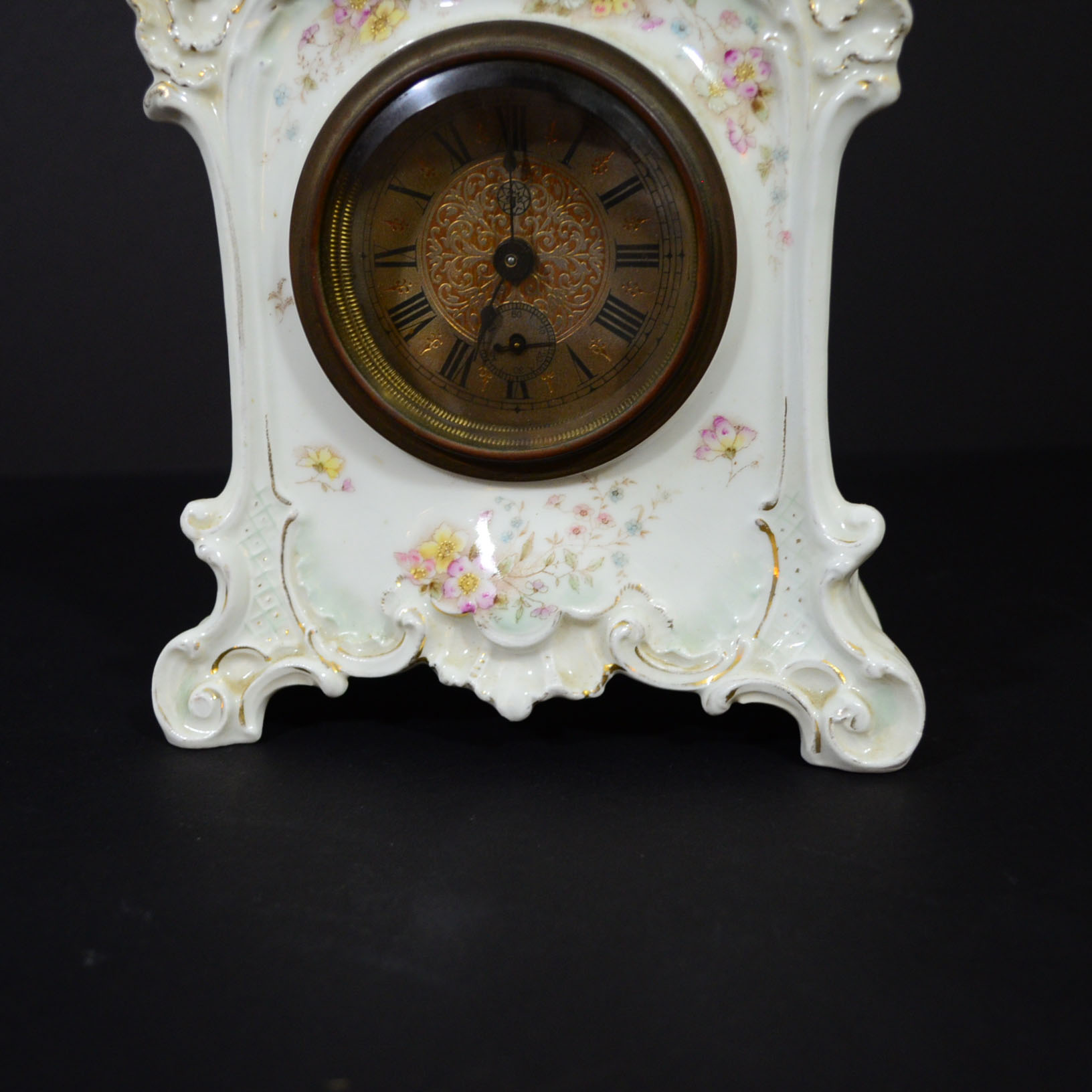 Antique Junghaus Porcelain Mantel Clock