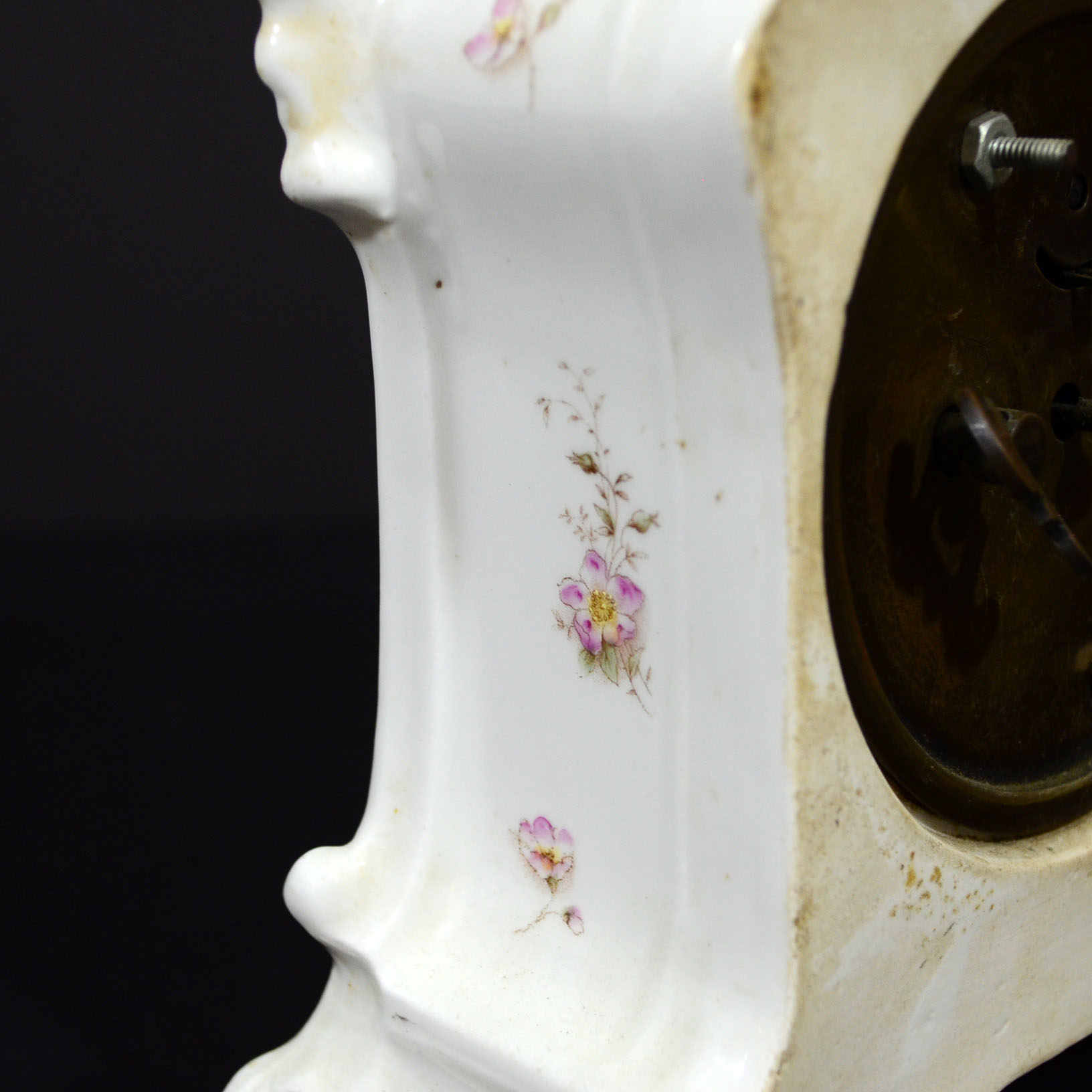 Antique Junghaus Porcelain Mantel Clock