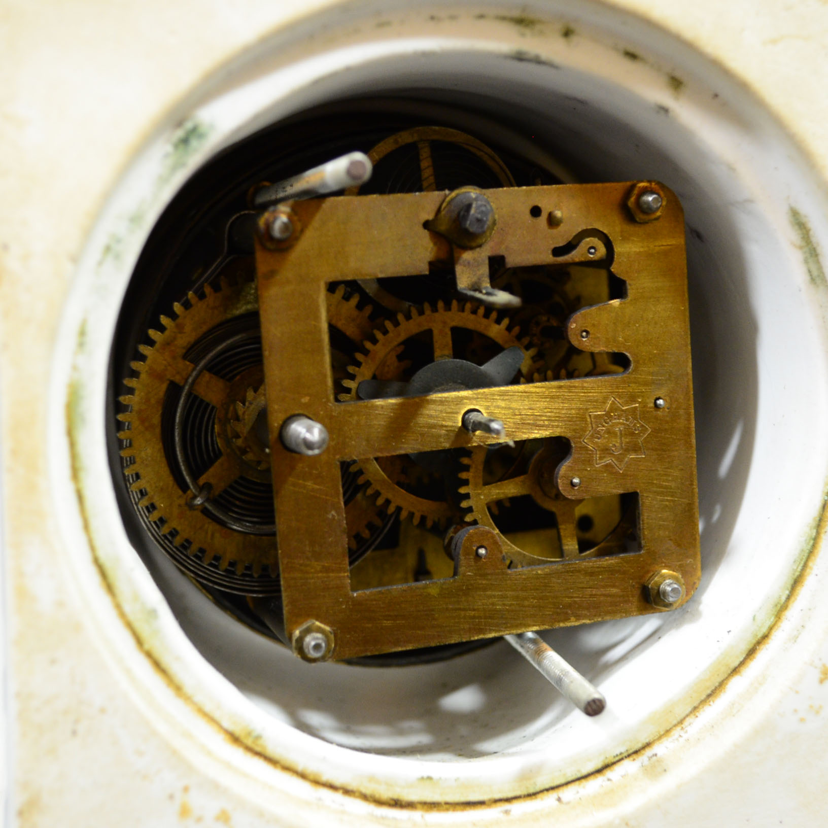 Antique Junghaus Porcelain Mantel Clock