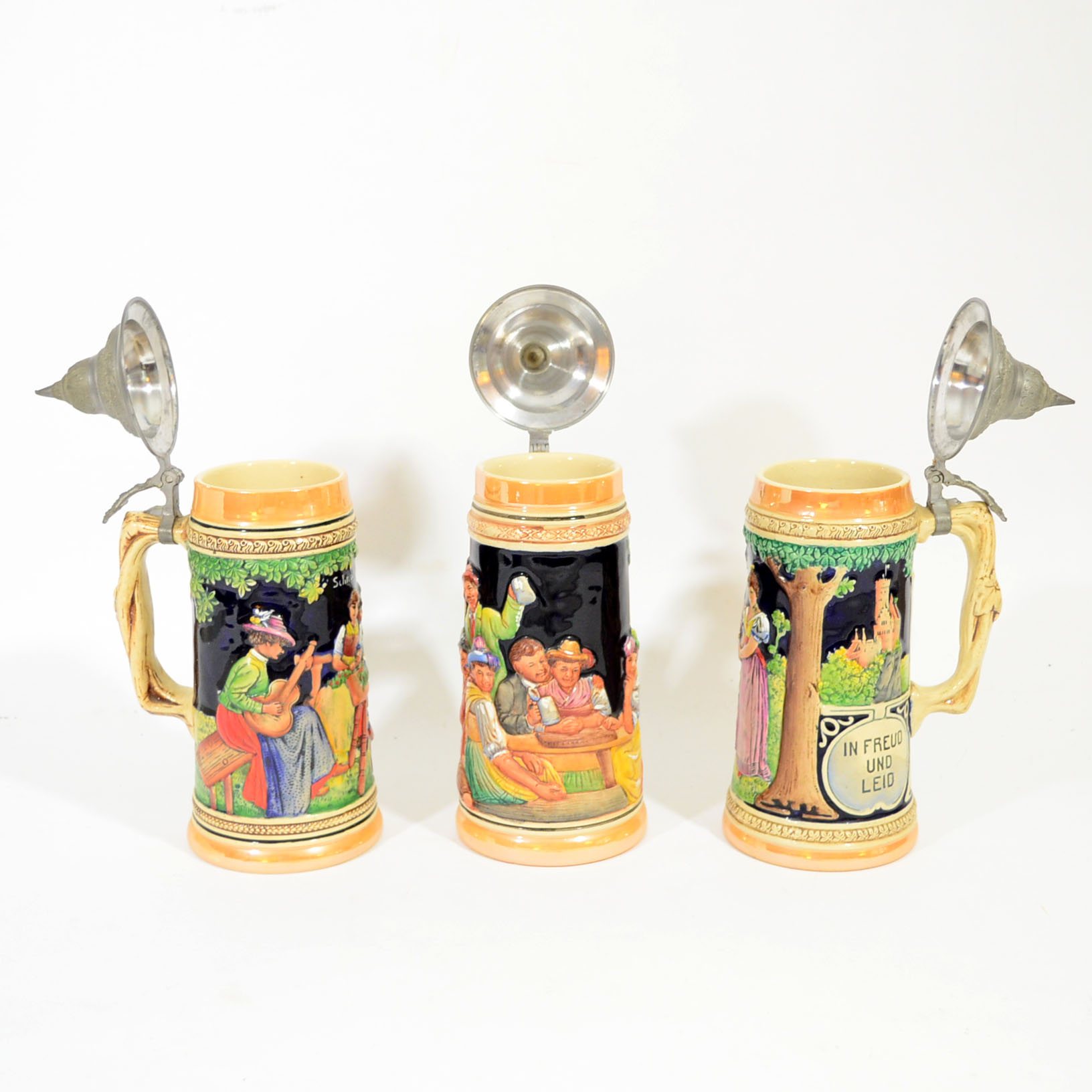 Trio of German Ceramic Beer Steins
