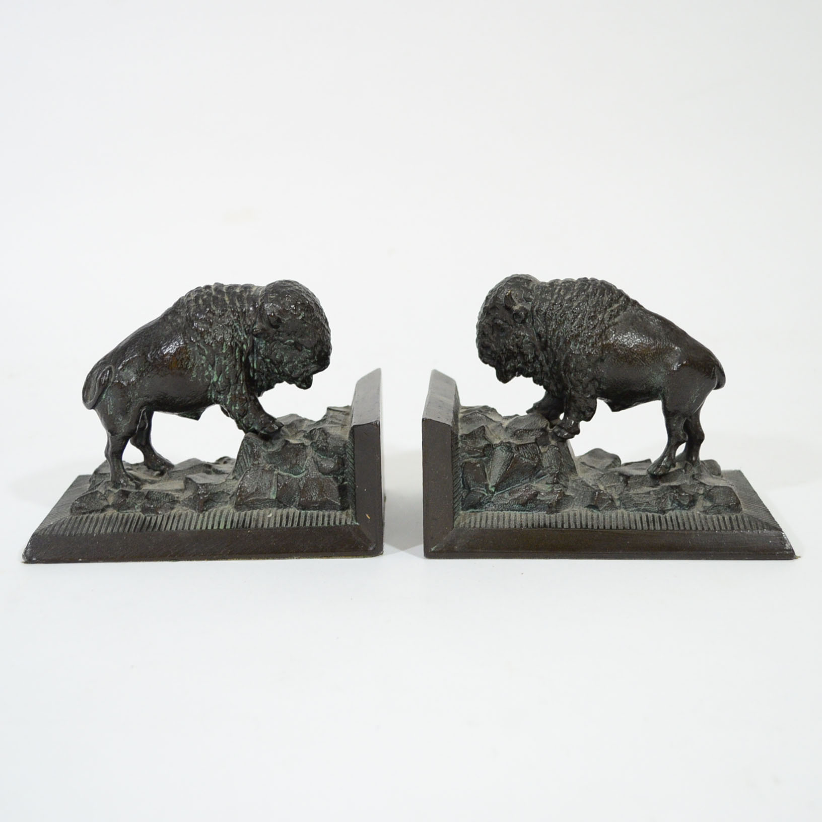 Pair of Bison Cast Iron Bookends