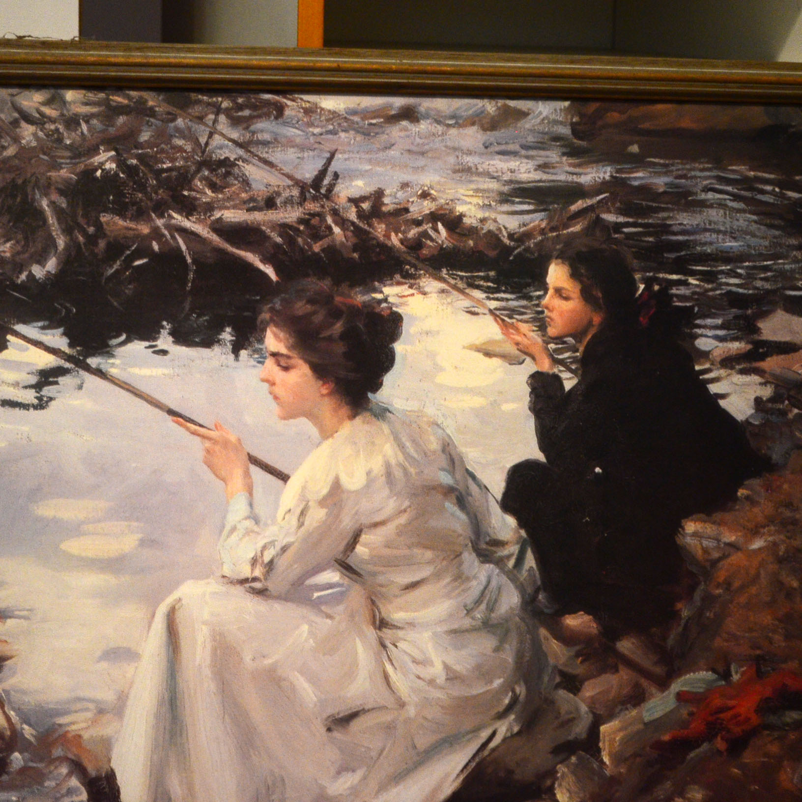 John Singer Sargent "Two Girls Fishing" Framed Gilcee Print