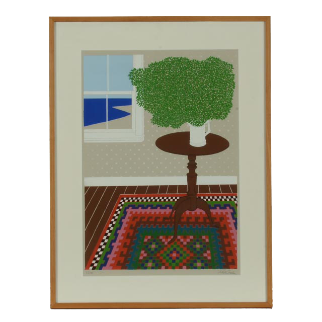 Judith Shahn Original LE Serigraph "Interior with Green Leaves"