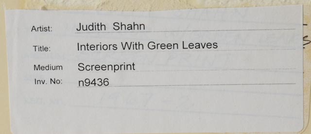 Judith Shahn Original LE Serigraph "Interior with Green Leaves"