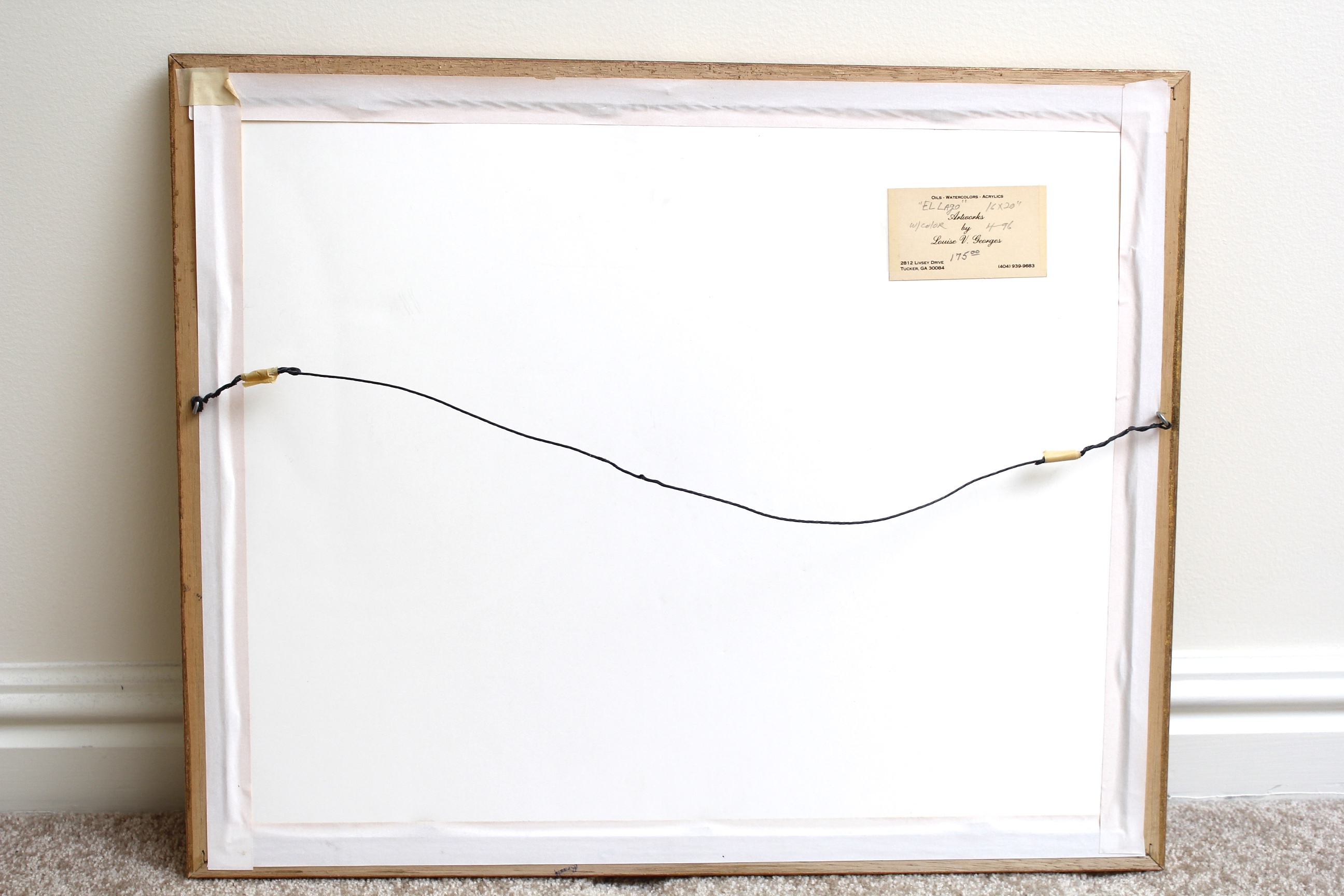 Framed Original Gouache of Parlor by L.V. Georges