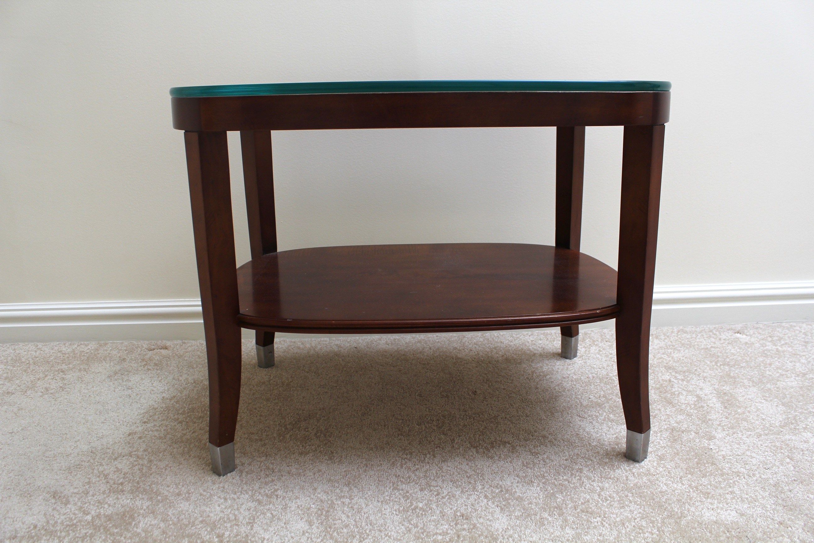 CTH Sherrill Occasional Glass Top Dark Wood Side Table