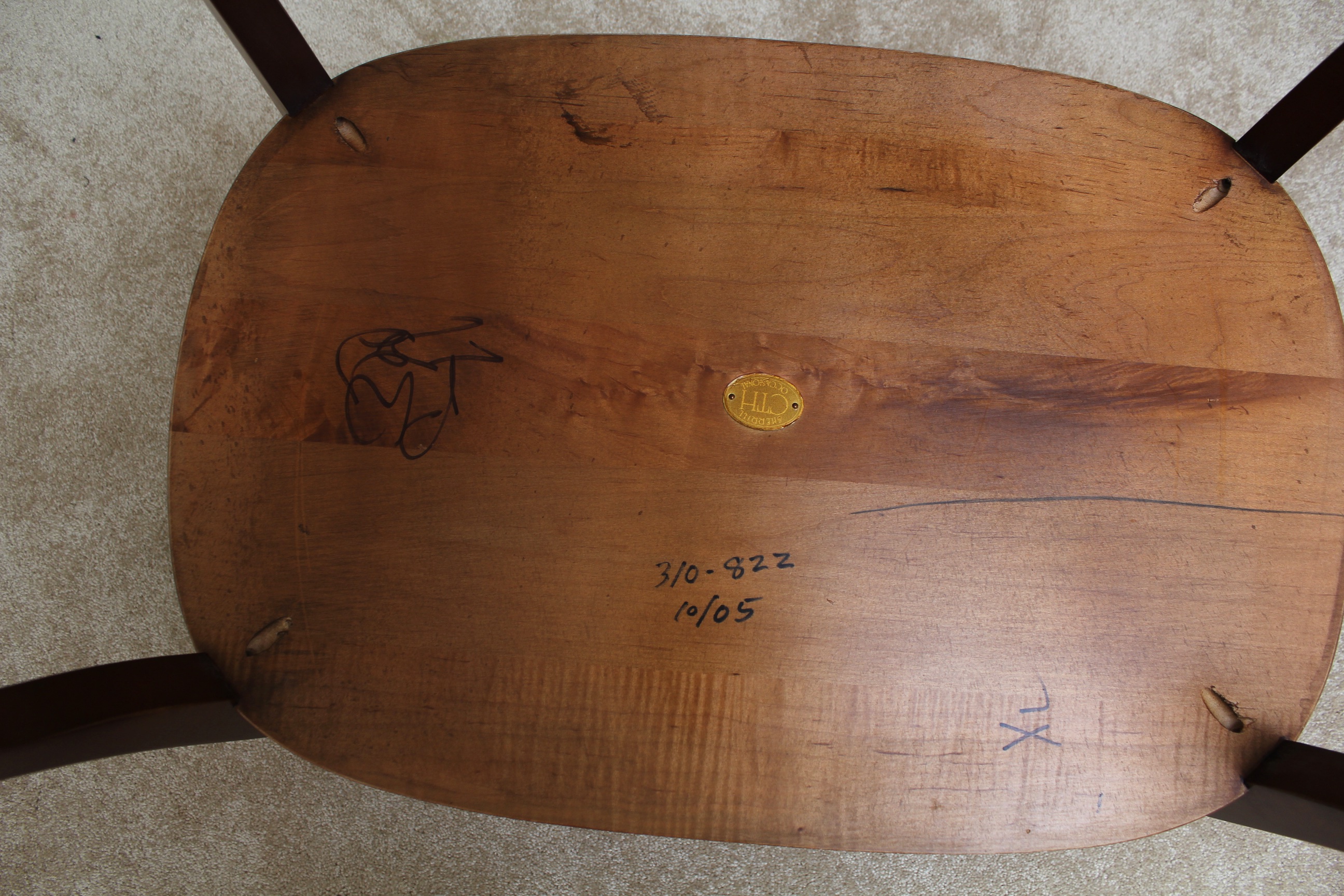 CTH Sherrill Occasional Glass Top Dark Wood Side Table