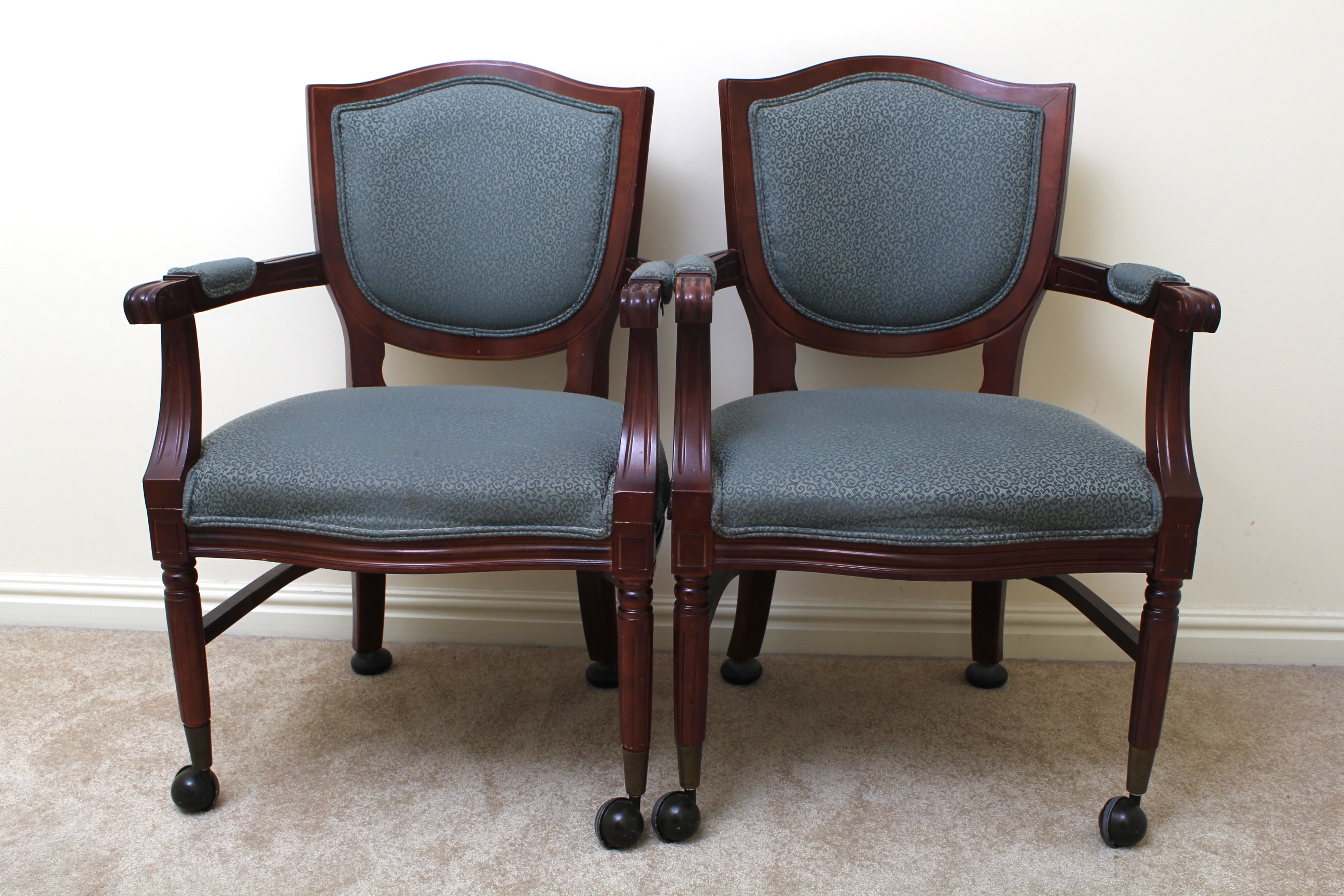 Side Chairs on Casters Pair