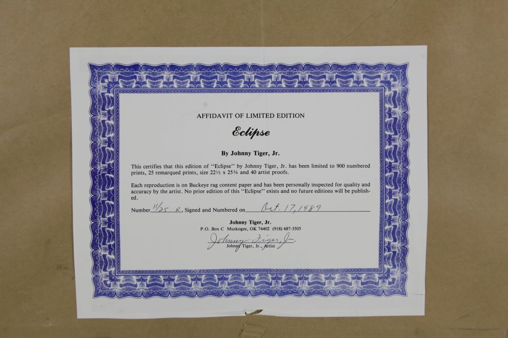 Johnny Tiger, Jr. Signed Limited Edition Print "Eclipse"
