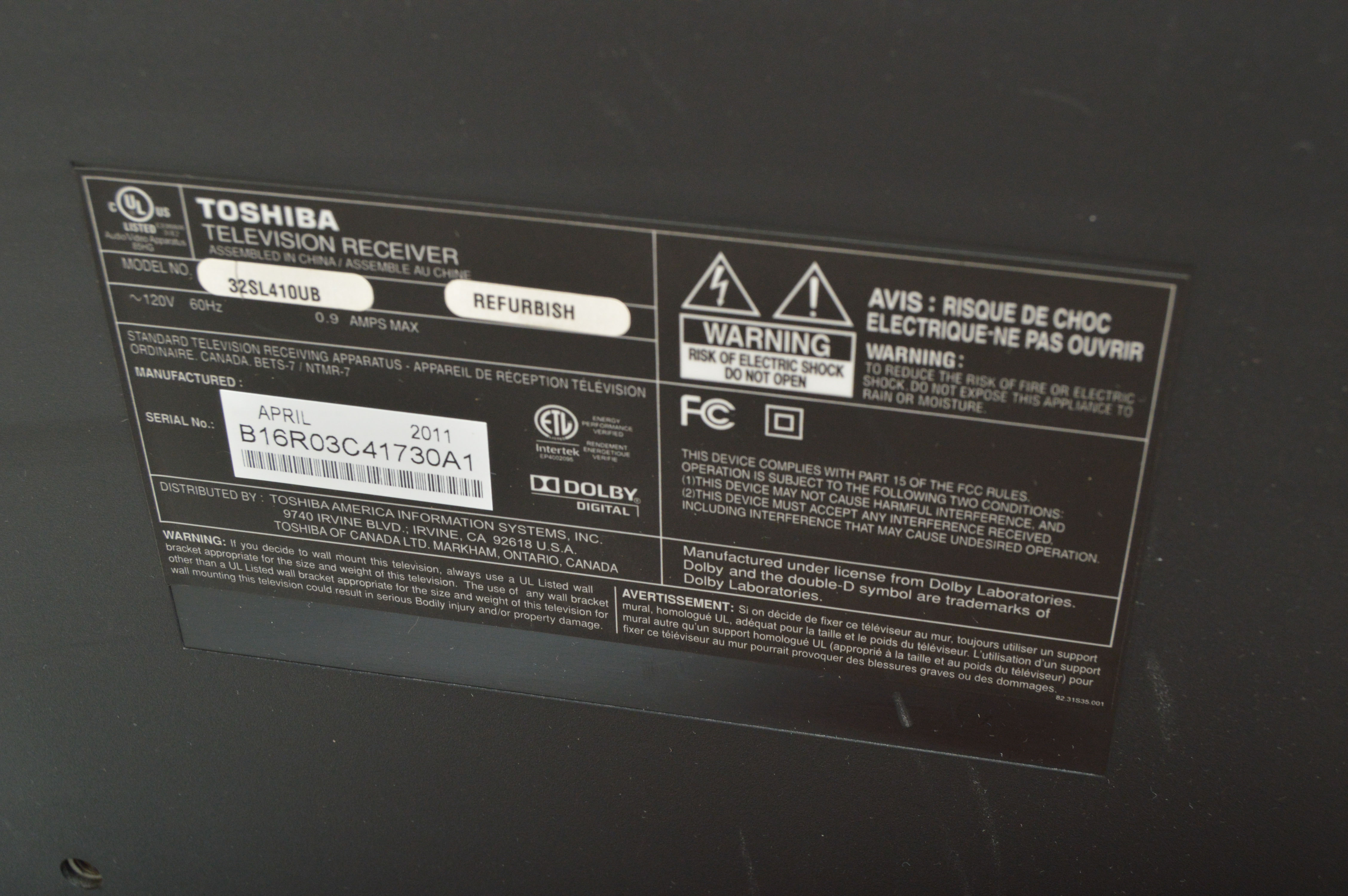 Toshiba 32" Flat-Screen Television