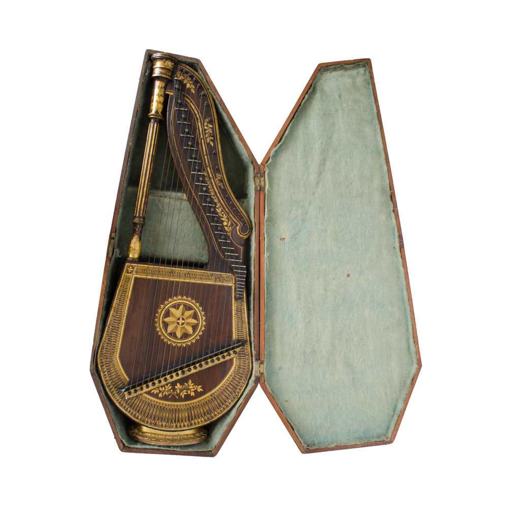 Antique Dital Harp and Case