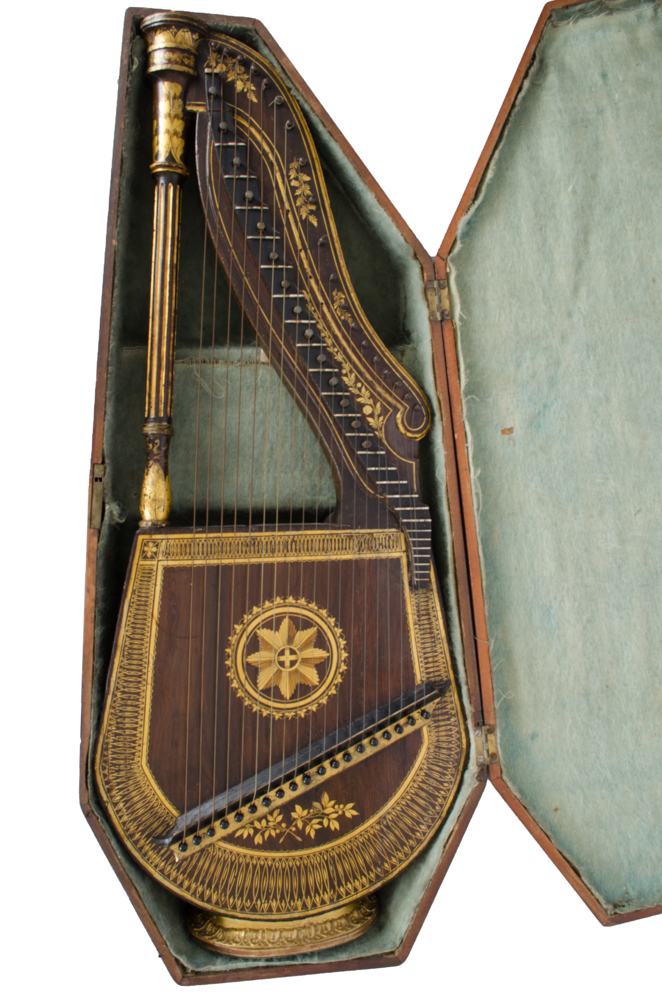 Antique Dital Harp and Case