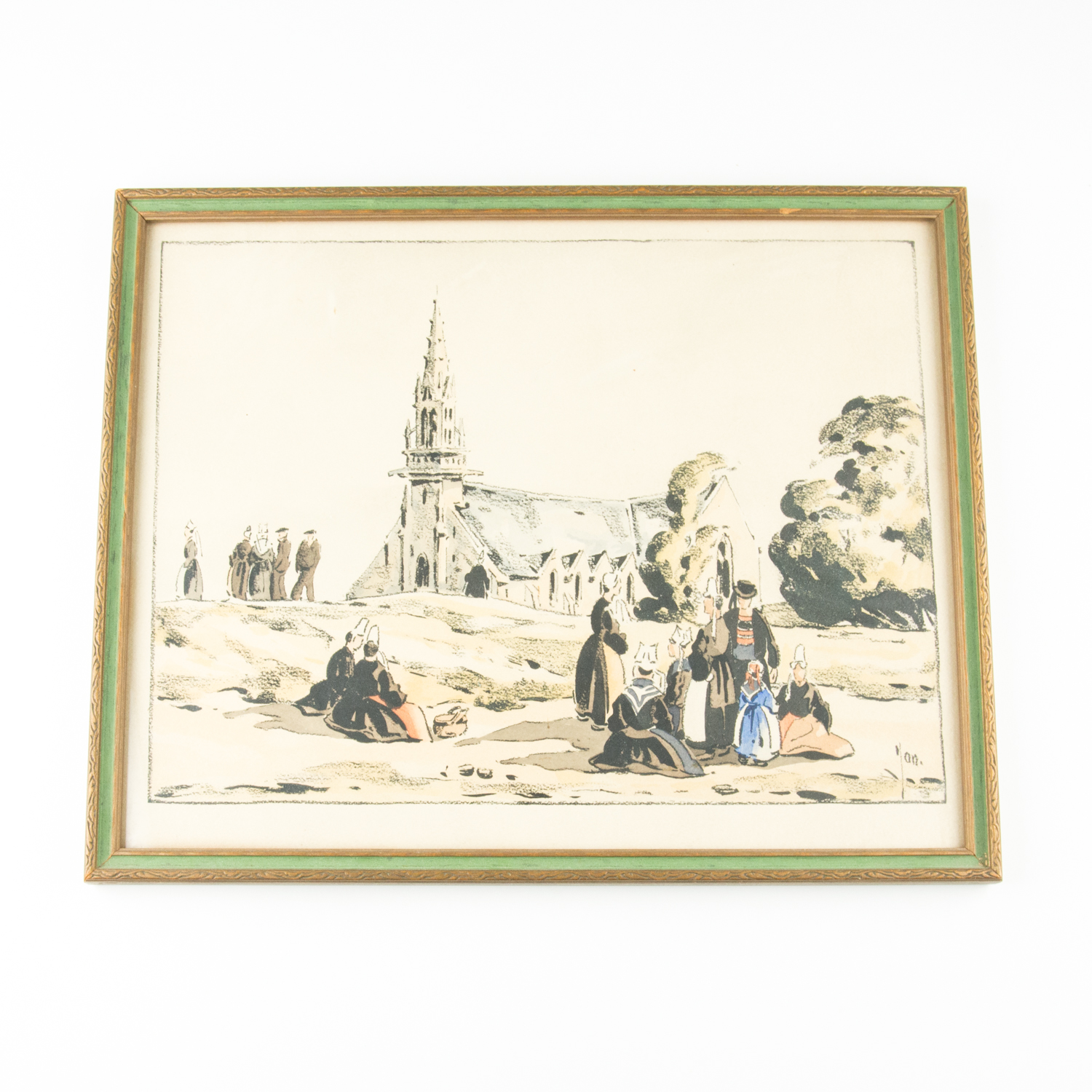 Vintage Print Depicting a Church