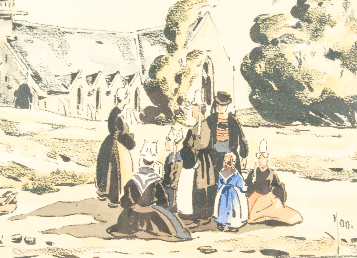 Vintage Print Depicting a Church