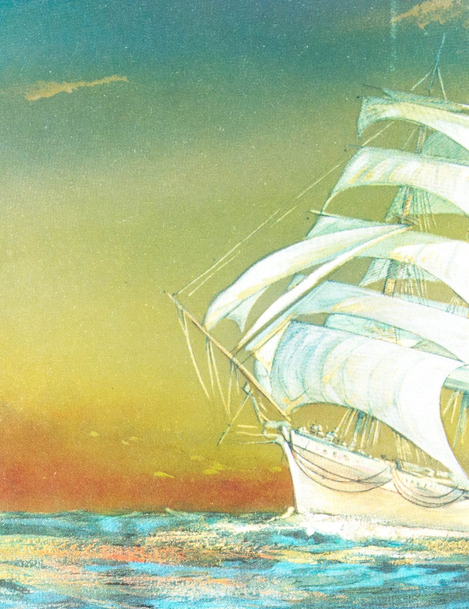 Framed Foil Art on  Board Depicting a Ship