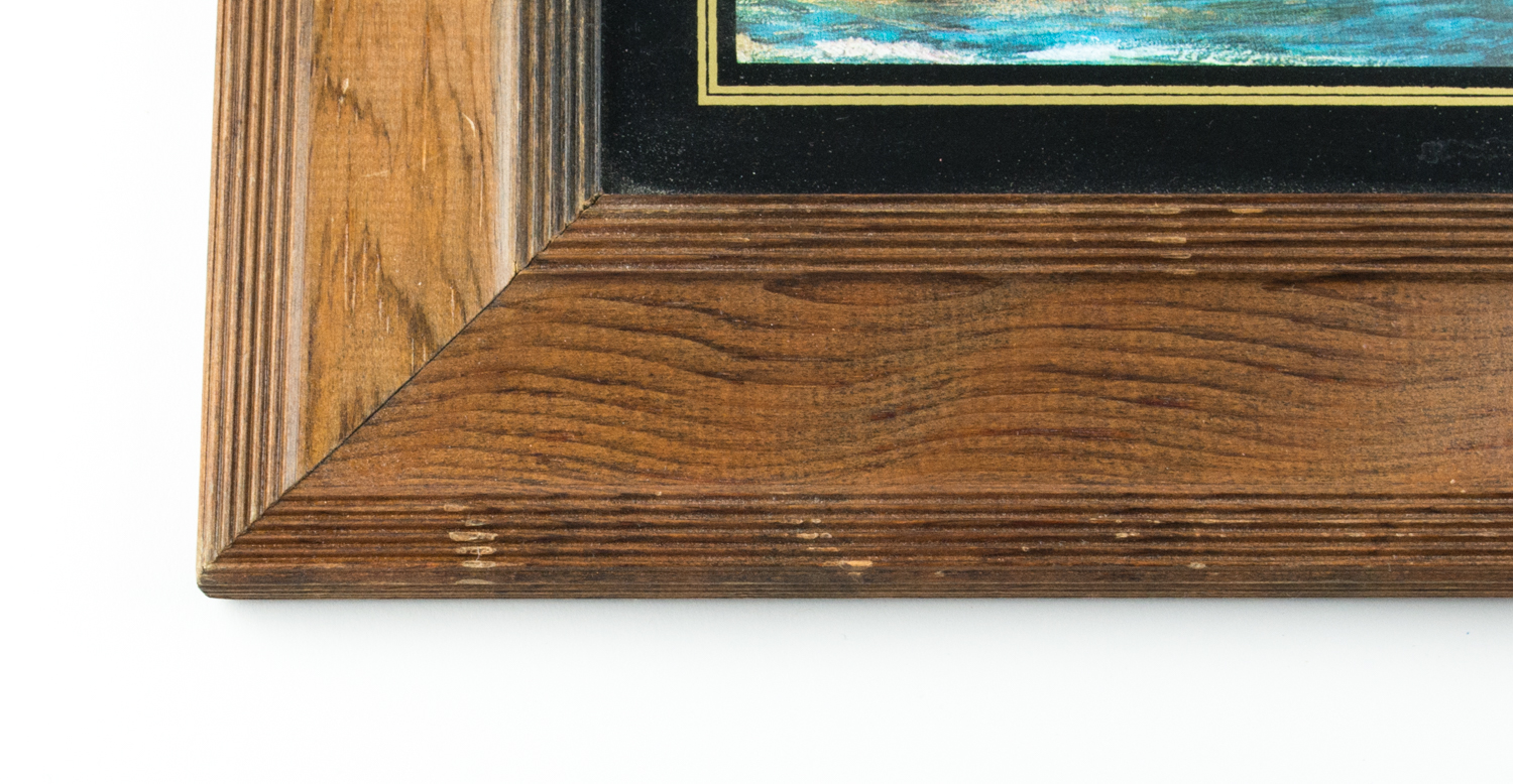 Framed Foil Art on  Board Depicting a Ship