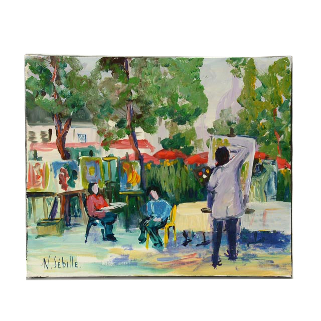 Nicole Sébille Oil on Canvas Painting "Le Peintre"