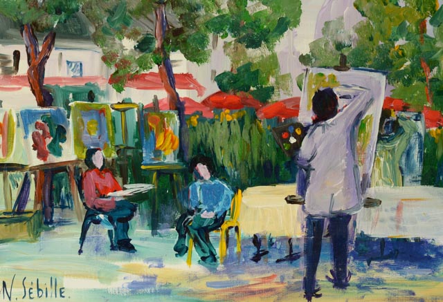 Nicole Sébille Oil on Canvas Painting "Le Peintre"
