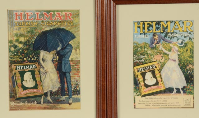 Pair of Framed Vintage Helmar Turkish Cigarette Ads