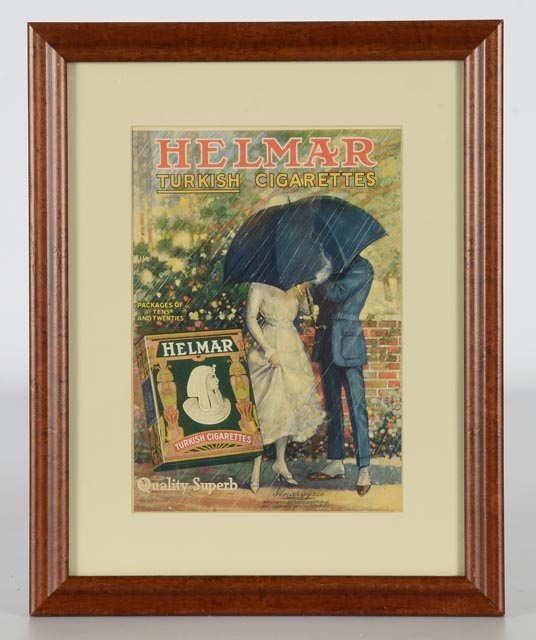 Pair of Framed Vintage Helmar Turkish Cigarette Ads