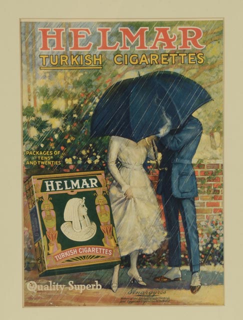 Pair of Framed Vintage Helmar Turkish Cigarette Ads