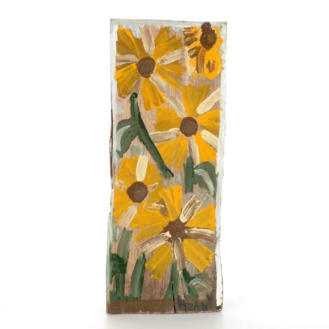 Mike Heavy Hefner Floral Folk Painting on Wood