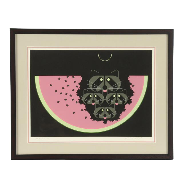 Charley Harper Signed Limited Edition Serigraph "Watermelon Moon"