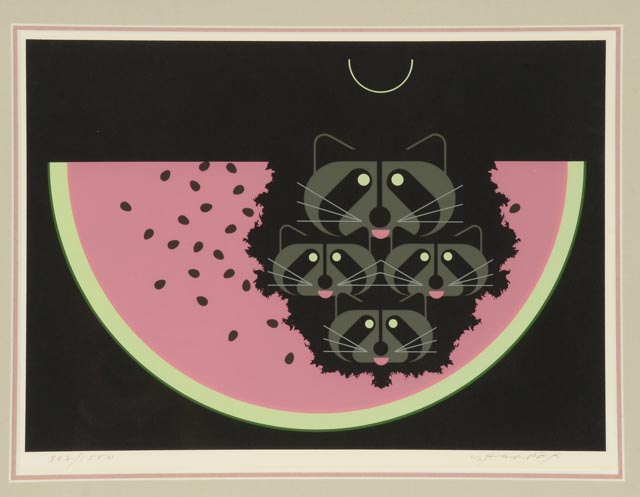Charley Harper Signed Limited Edition Serigraph "Watermelon Moon"