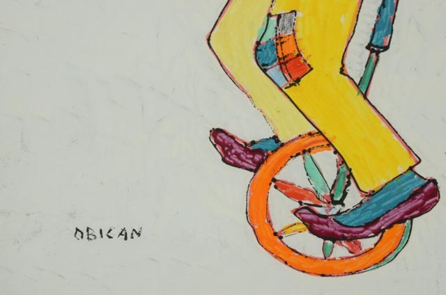 Jovan Obican Original Mixed Media on Paper of a Clown