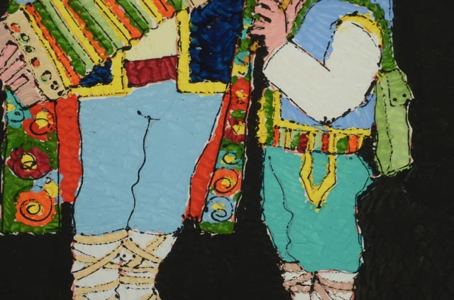 Jovan Obican Original Acrylic Painting of Two Musicians